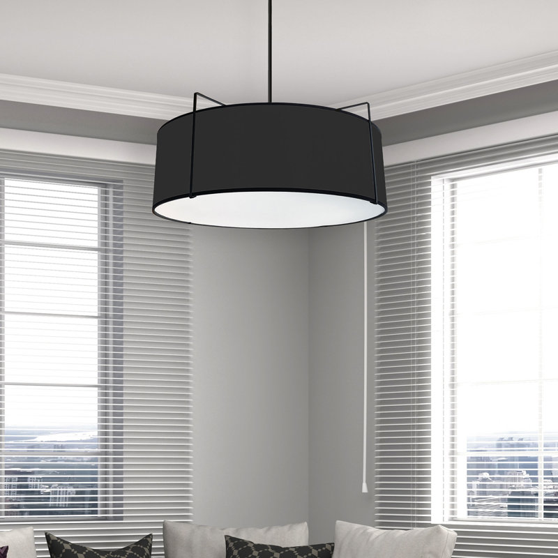 Luminaire suspendu tambour simple 4 lumières Trapezoid, Noir, Noir