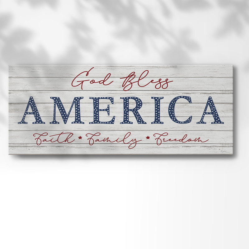 «God Bless America», toile tendue avec châssis, H 24 po x l 60 po x P 1,5 po
