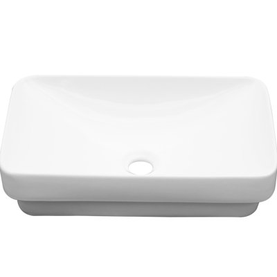 White, 19"X12", , Bathroom Sink, Ceramic Vessel Design, , Stain-, Smooth Surface, Easy To Install Ceramic, Modern Clean, Long-Lasting Appearance