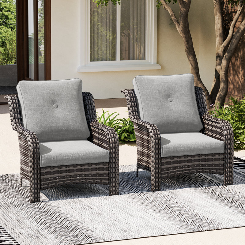 Ensemble de conversation d'extérieur 2 personnes avec coussins Dharmpal, Gris, Gris foncé