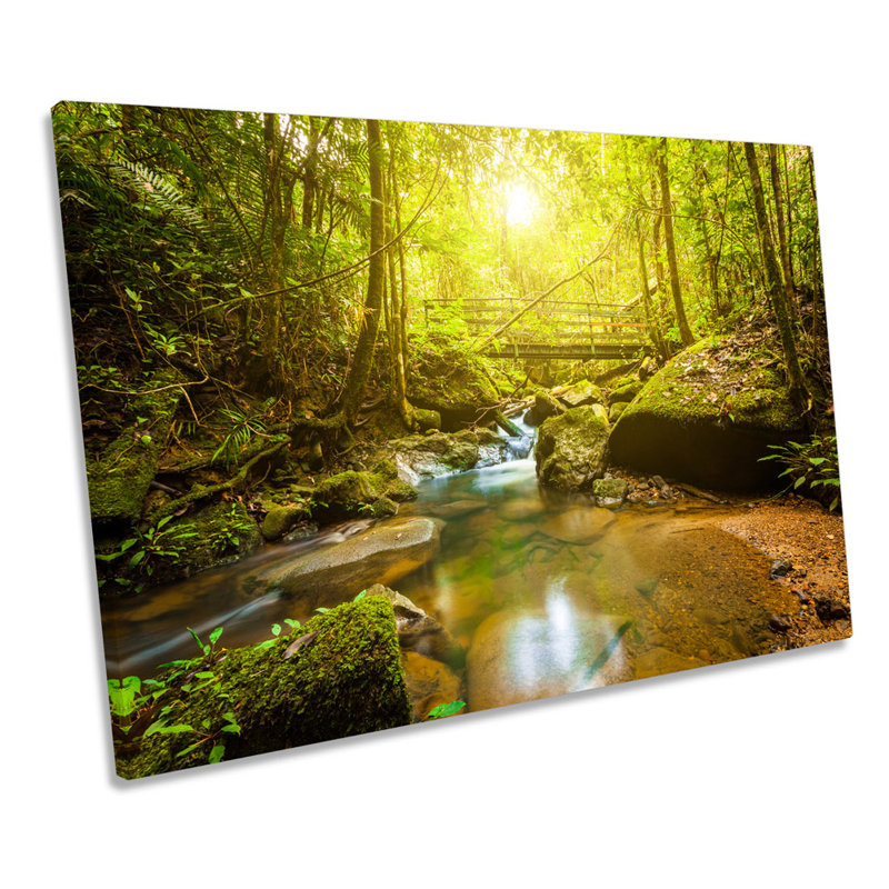 Green Forest River Bridge - Wrapped Canvas Print, 40.6cm H x 61cm W x 2cm D