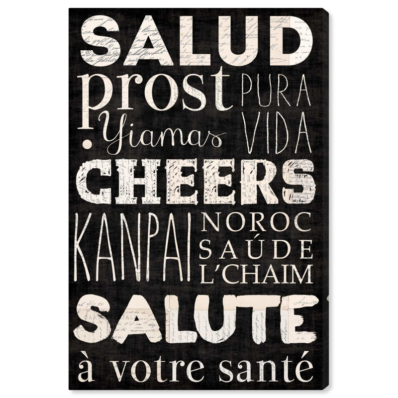 «Cheers», reproduction d'art textuel sur toile, H 24 po x l 16 po x P 1,5 po