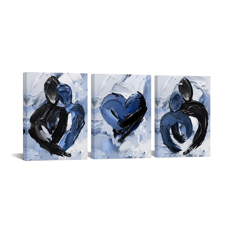 3 Piece Wrapped Canvas Print, Blue