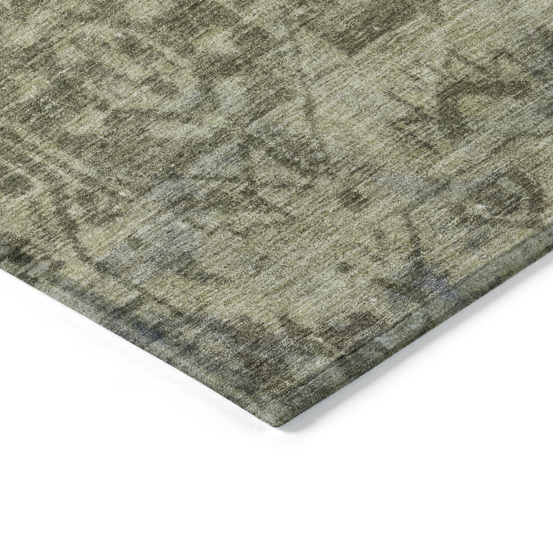 Olive Flat Woven Synthetic 3' x 5' Washable Rug