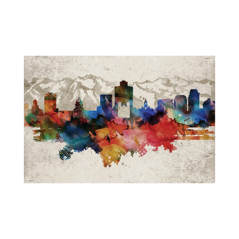 Salt Lake City Abstract - Wrapped Canvas Painting, 20.32 cm H x 30.48 cm W