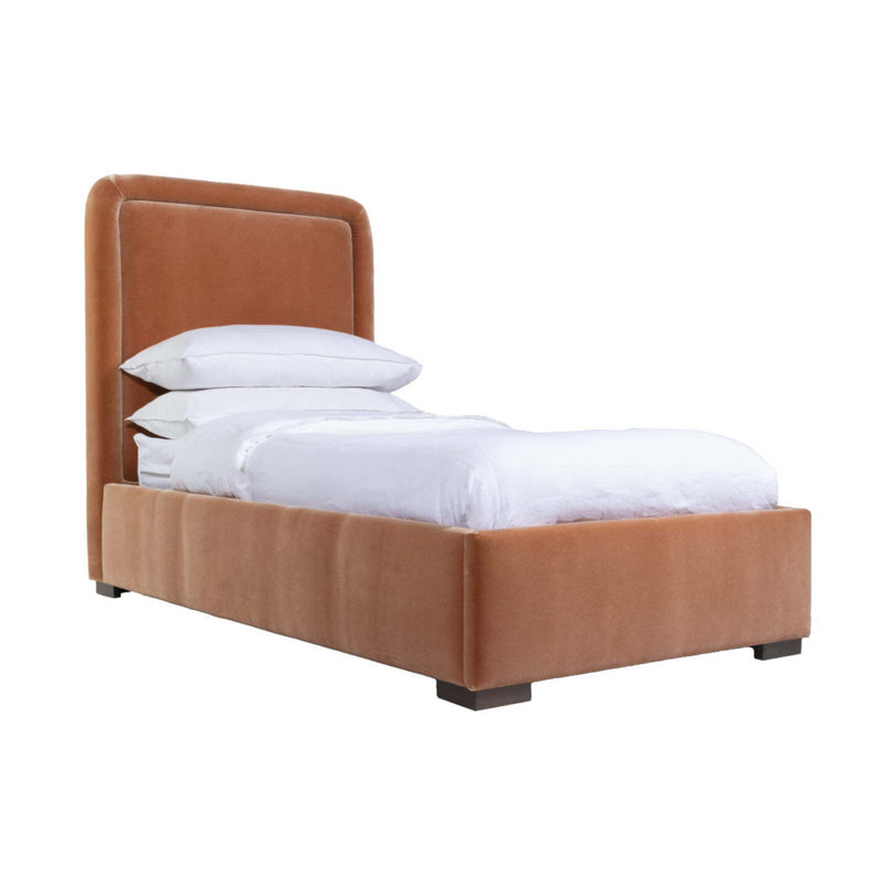 Lit tapissier standard Karlin, Lit simple, Brun