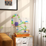 Versatile Hamster Cage with Multiple Play Features and Portable Handle