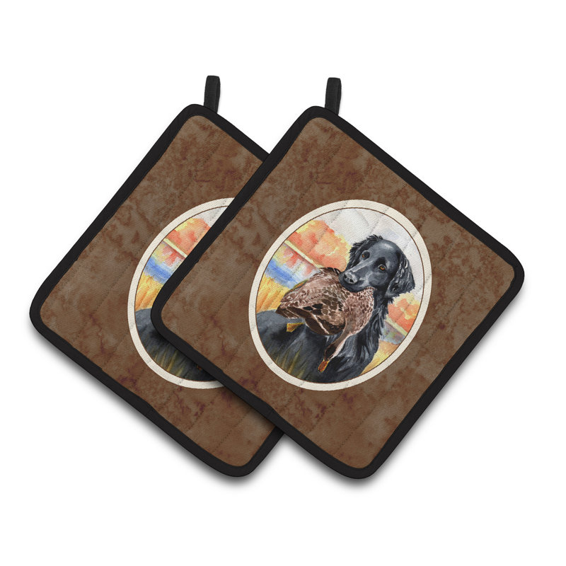 Caroline's Treasures Flat Coated Retriever Polyester Potholder