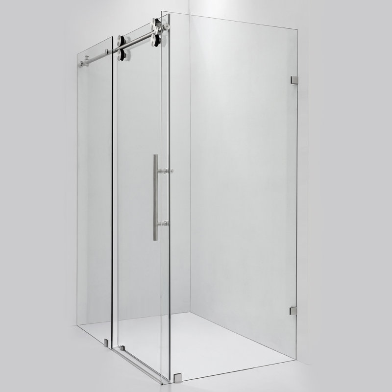 Cabine de douche rectangulaire sans cadre l 52 po x P 36 po x H 78 po, Nickel brossé