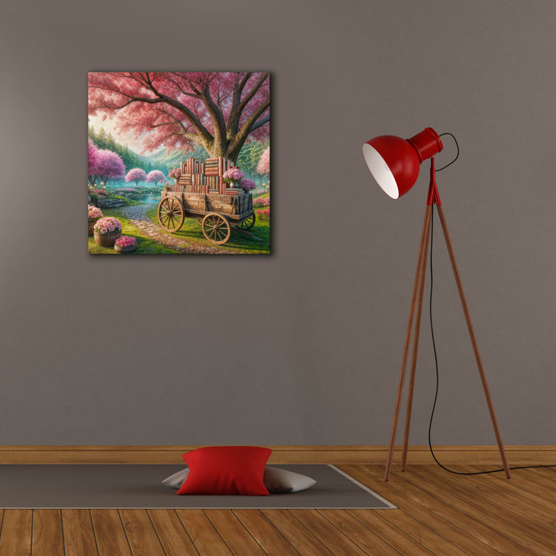 «Book Wagon 1» par Rey Klimt, art mural sur toile, H 26 po x l 26 po x P 1,5 po