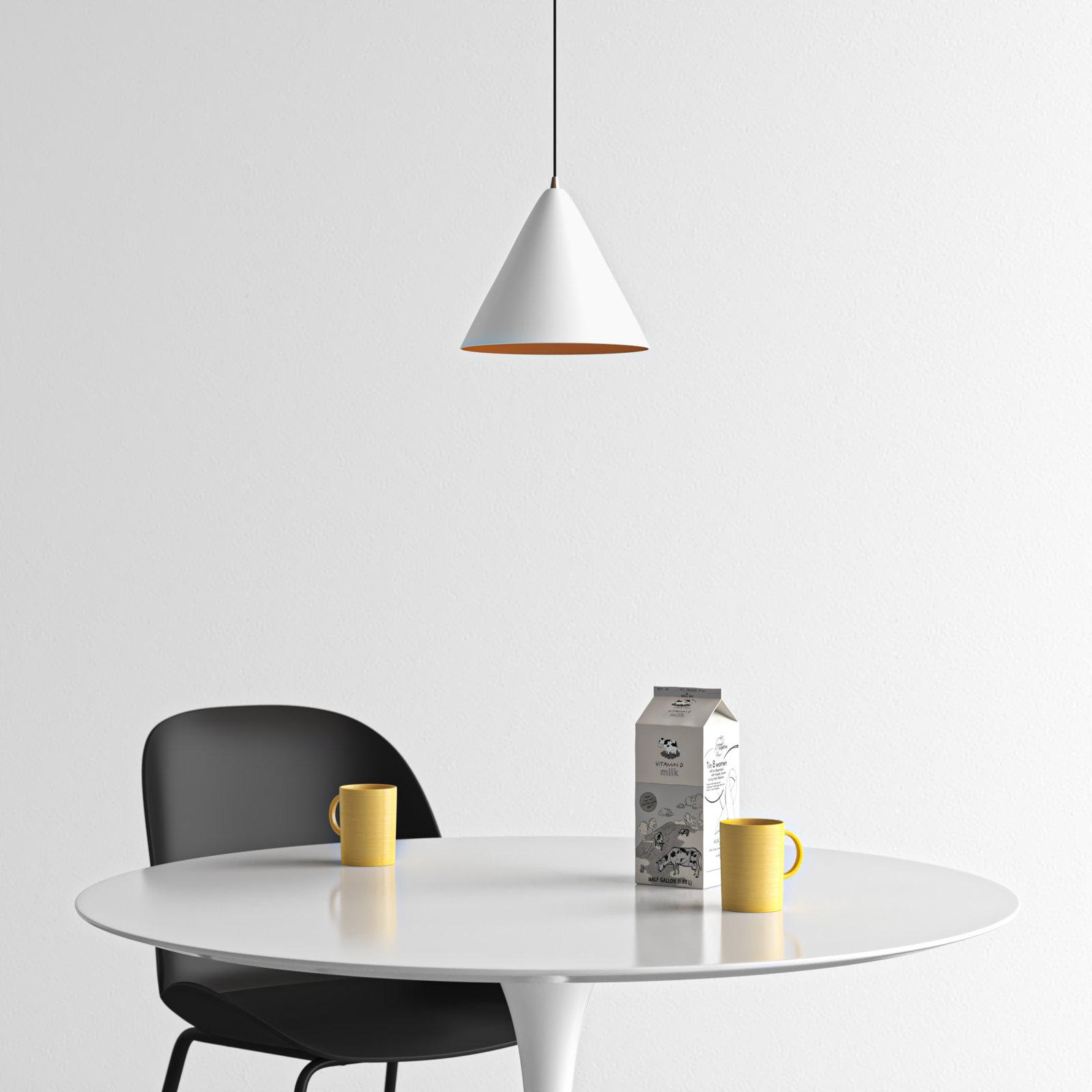 Oaklee Single Light Metal Dimmable Pendant, 18" H x 14" W x 14" D, Shiny White