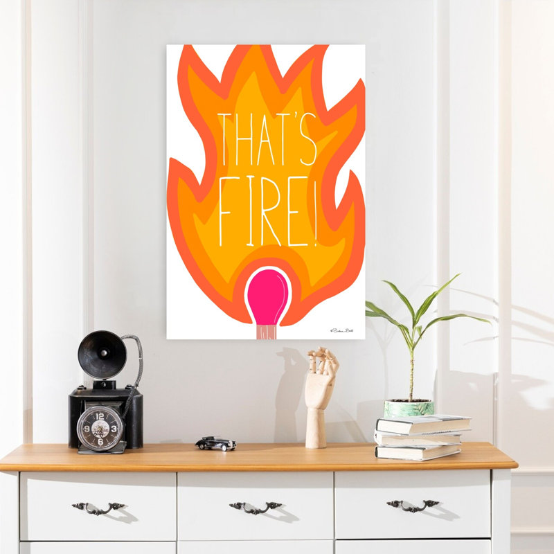 That's Fire! Bold Contemporary Playful Wall Art, 24" H x 16" W