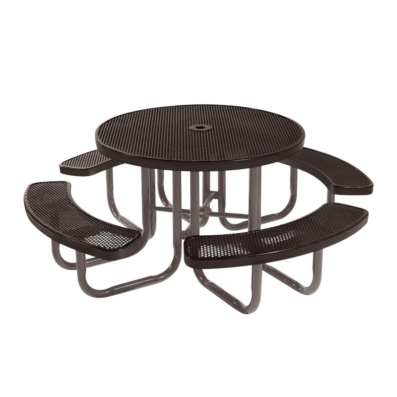 Table de pique-nique ronde de 117 cm (46 po), perforée, marron, Punched Steel, Brun