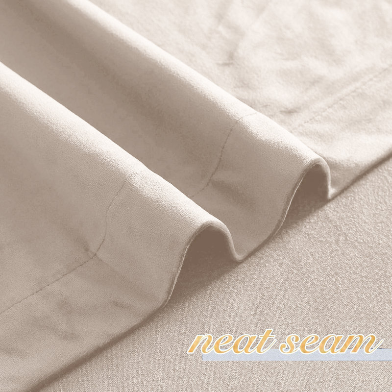 Heavy Velvet Blackout Eyelet Sheer Ready Made Thermal Drapes & Curtains, Beige, (168 Width X 183 Height) cm