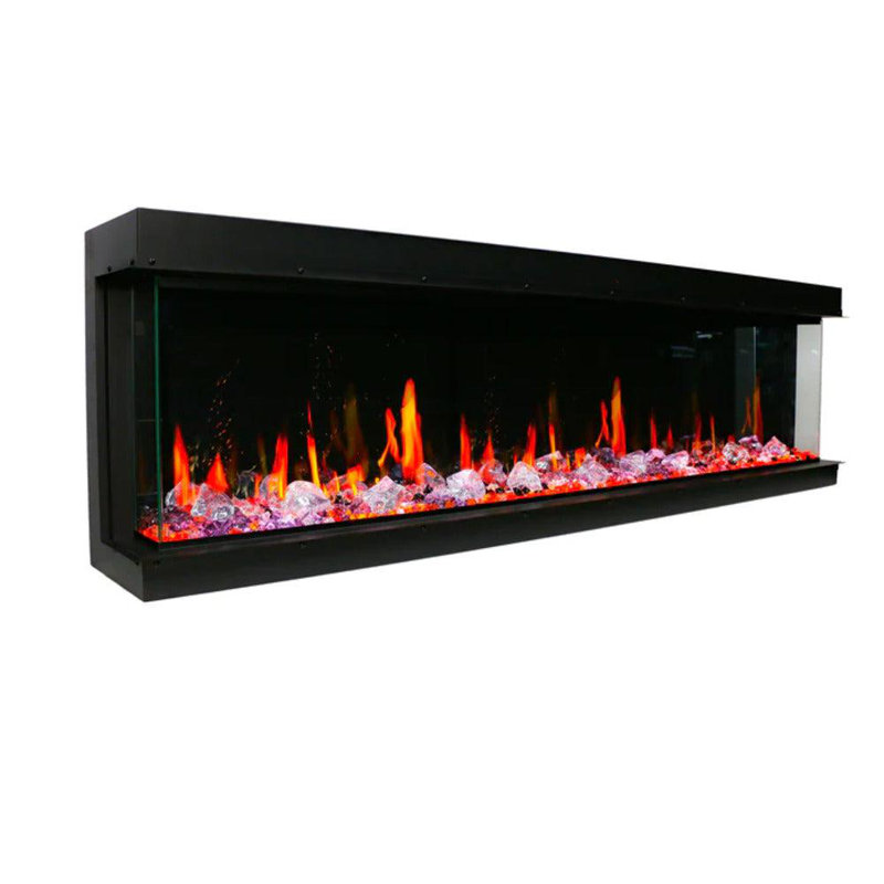 WarmCastle 3 Side Smart Control Electric Fireplace with Media, 20.5" H x 72" W x 9.38" D