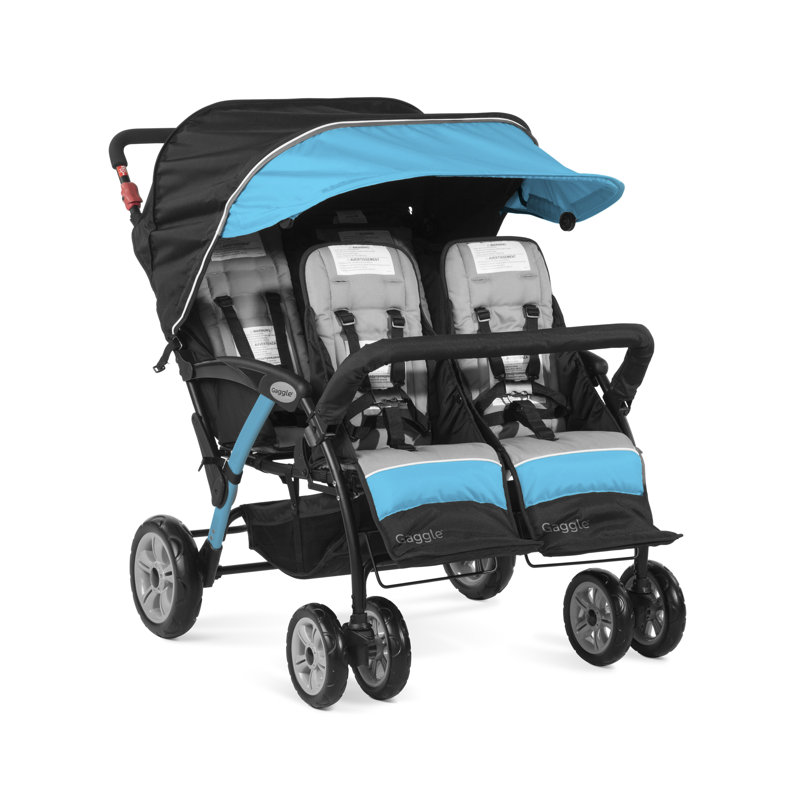 Poussette tandem 4 places Compass Quad, Bleu et noir