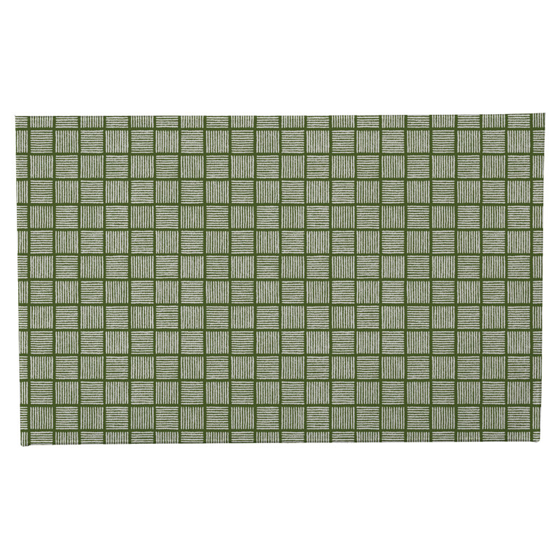 Tapis de toilette rectangulaire absorbant et antidérapant Tally Blocks, Olive Green