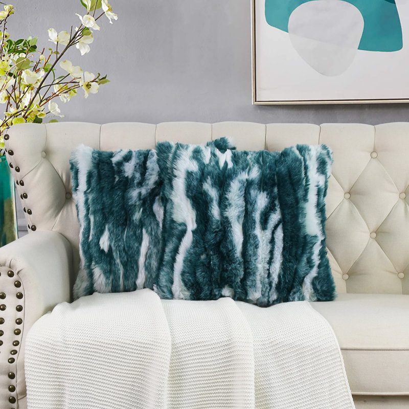 Housse de coussin jacquard, 20 po x 20 po, Bleu sarcelle foncée