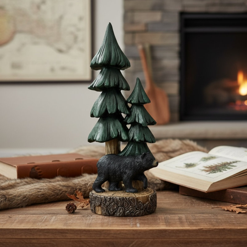Bear and Tree Rustic Woodland Decorative Figurine Home Accent