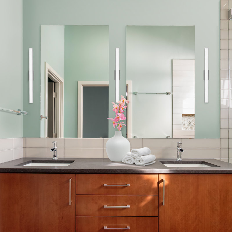 Luminaire de salle de bain moderne à DEL à intensité variable 24 po Procyon, Argent