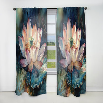 Taravello - Orange Lotus Floral Dreams II - Modern Curtain - Velvet Room Darkening - 1 panel