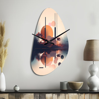 Soft Blue And Pink Minimal Mid Century Art IV - Fall Shape Large Abstract Minimalism 3D Wall Clock