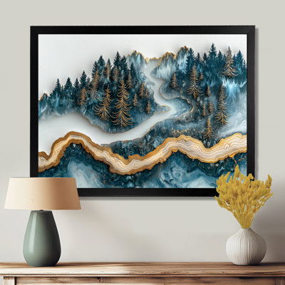 Forêt d'hiver, paysage avec rivière en cristal III - forêt, art mural