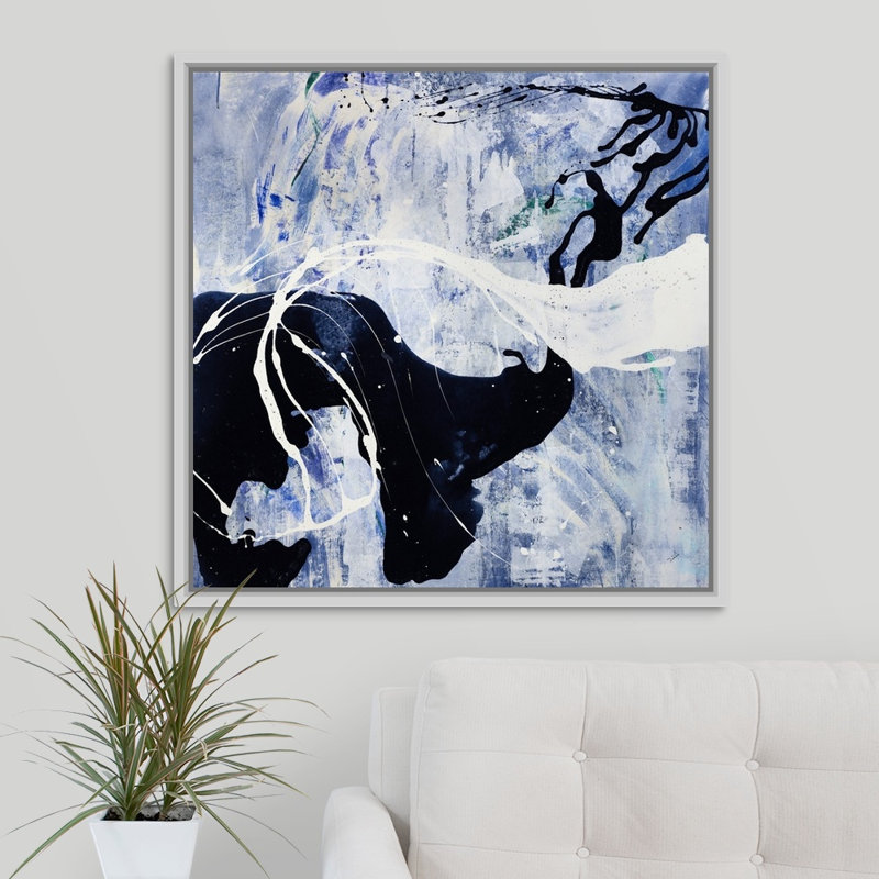 « yin yang », peinture sur toile, H 31,7 po x l 31,7 po x P 1,75 po, Cadre flottant blanc