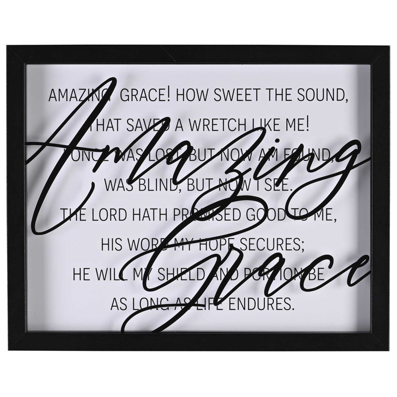 Framed Wall Art Amazing Grace Black Text