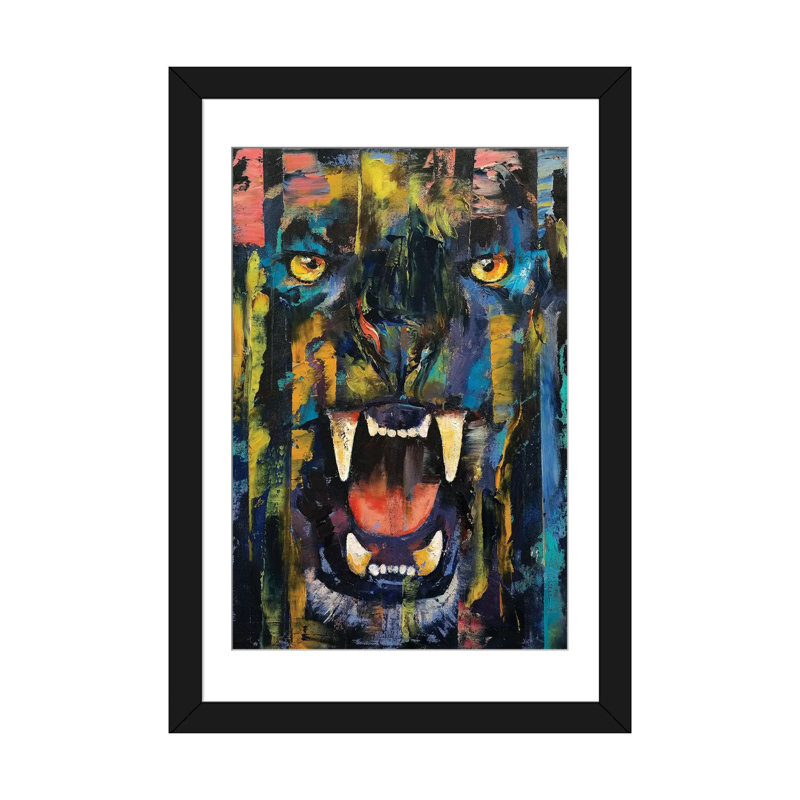 «Black Panther», reproduction sur toile, Papier d'art encadré noir, H 32 po x l 24 po x P 1 po, Blanc