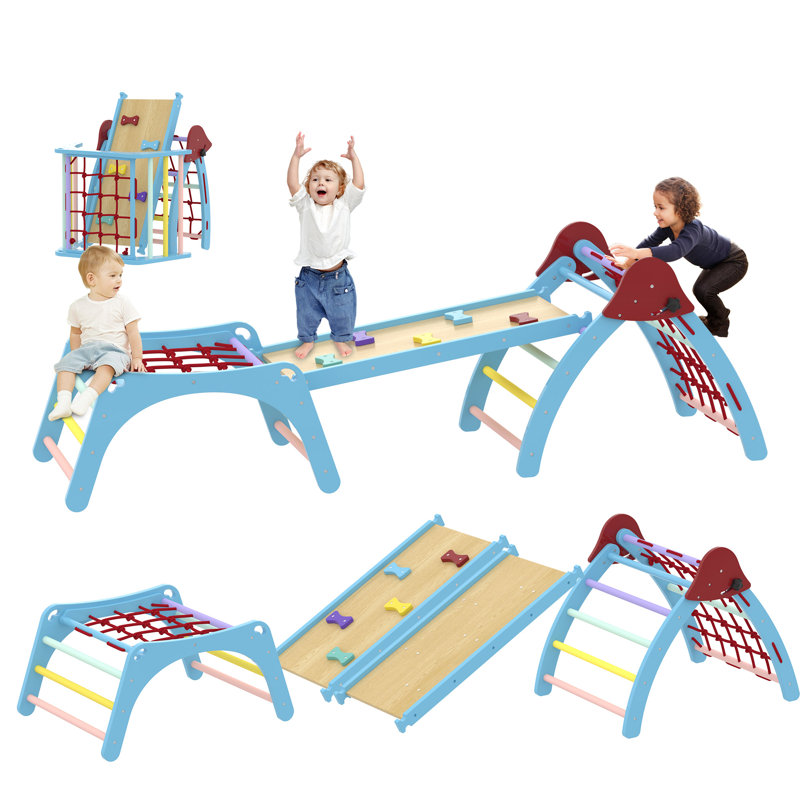 Ensemble d'escalade en bois 6 en 1 pliable Pikler 