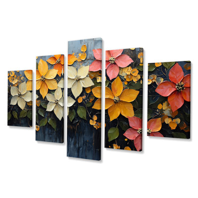 Alline - Poinsettias Wall Art - Ensemble d'art mural diamant