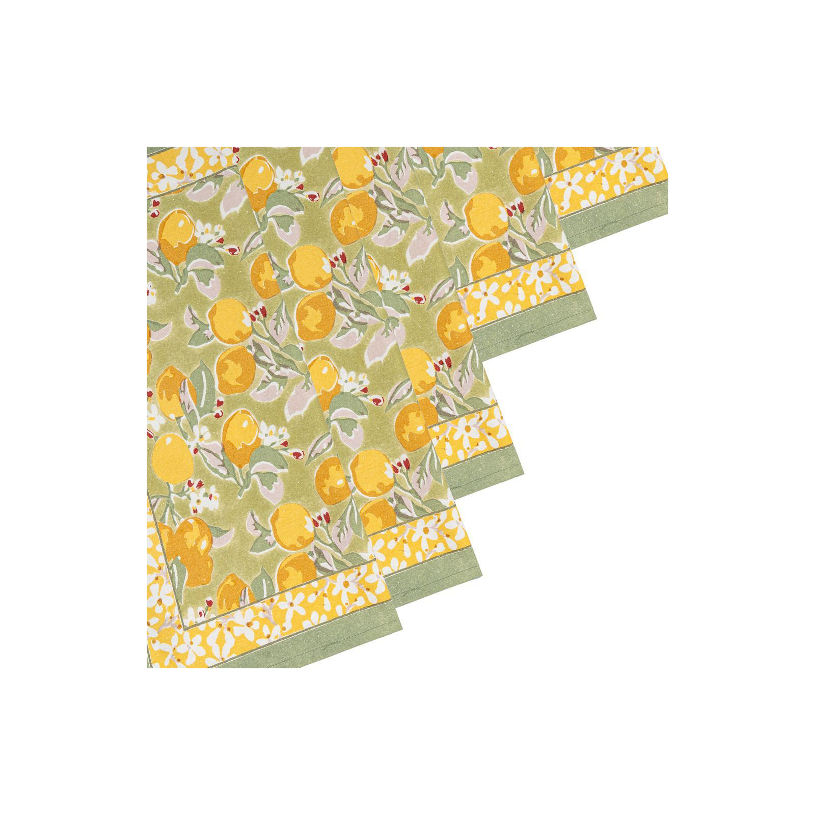 Citron Linen Floral Square Napkin, Vert/Yellow