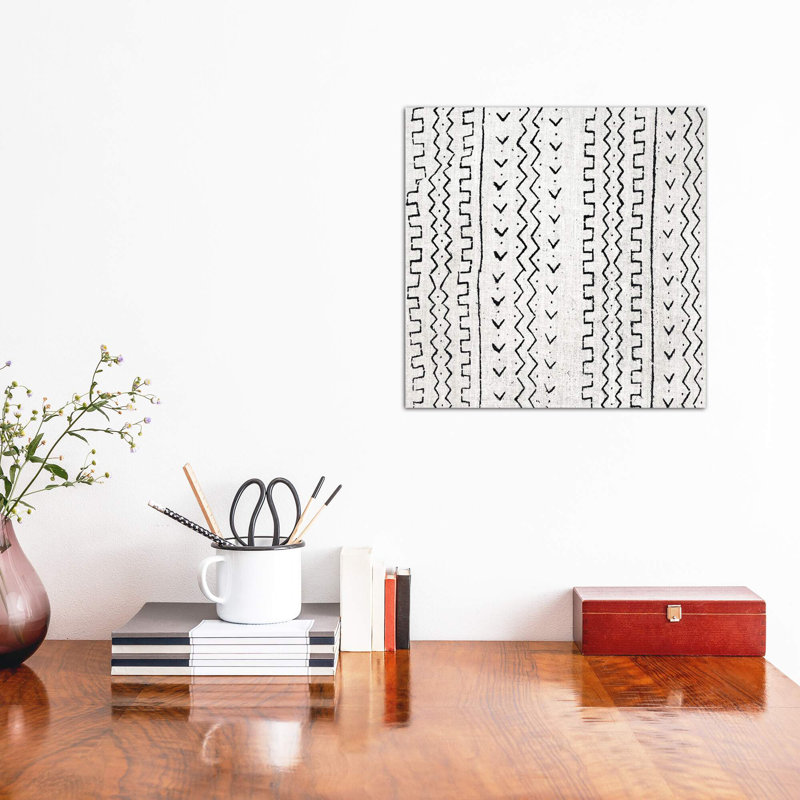 Mudcloth White Geometric Design VI by Ellie Roberts - Wrapped Canvas Print, 45.72 cm H x 45.72 cm W x 1.91 cm D