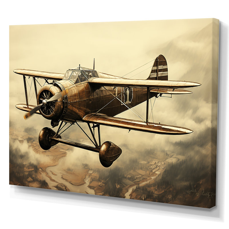 «Historic Plane Glory Mid Flight I», art mural avion, Toile tendue, H 24 po x l 32 po x P 1 po