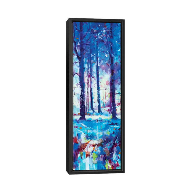 Mile End Wood by Doug Eaton - Panoramic Painting on Canvas, Black Framed, 30.48 cm H x 91.44 cm W