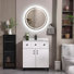 Meuble-lavabo autoportant 30 po avec lavabo en céramique et miroir anti-buée à DEL 28 po - Blanc