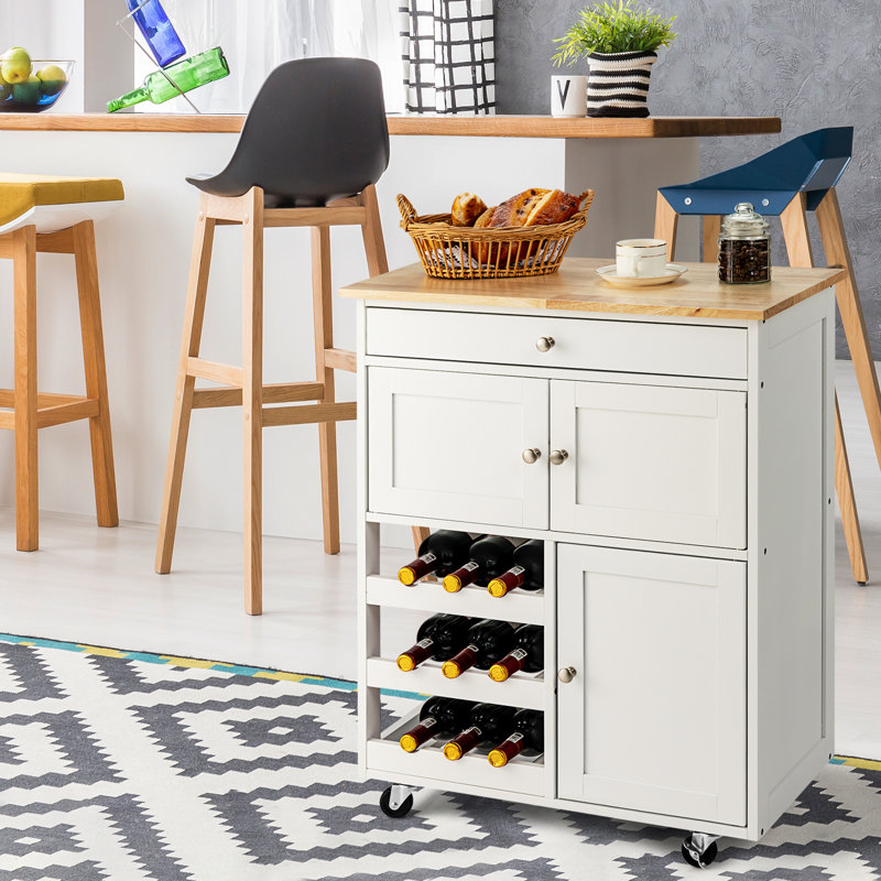 Alysianna Wood Kitchen Island, White