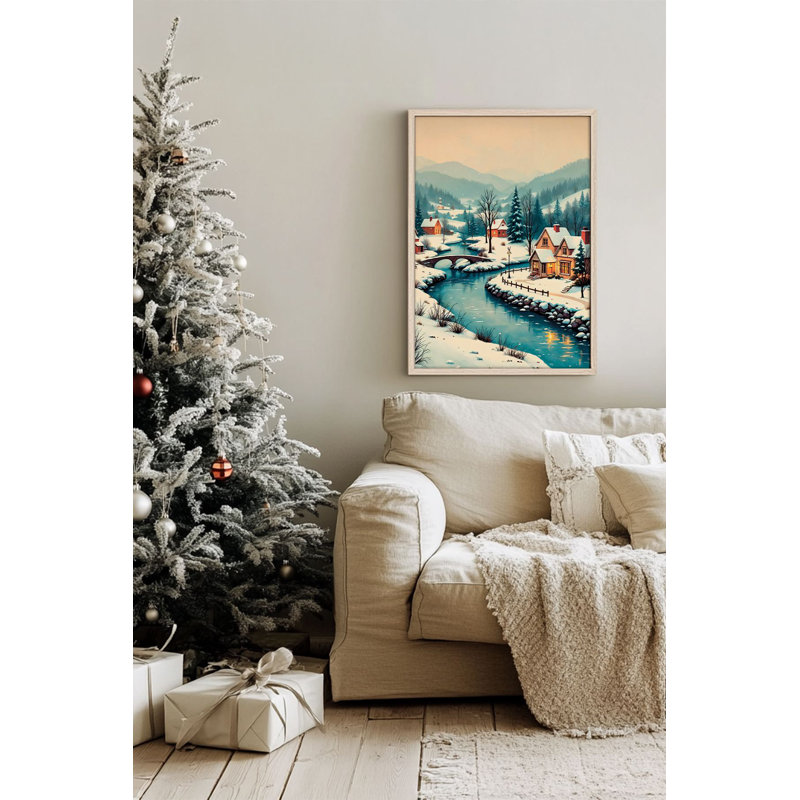 «Festive Christmas», peinture encadrée décorative de 13,0 po x 19,0 po | Cadre 100% bois massif (épaisseur: 0,8 pouce), œuvre d'art 100% MDF | Impression numérique pour des couleurs vives, décoration murale parfaite pour la maison et le bureau