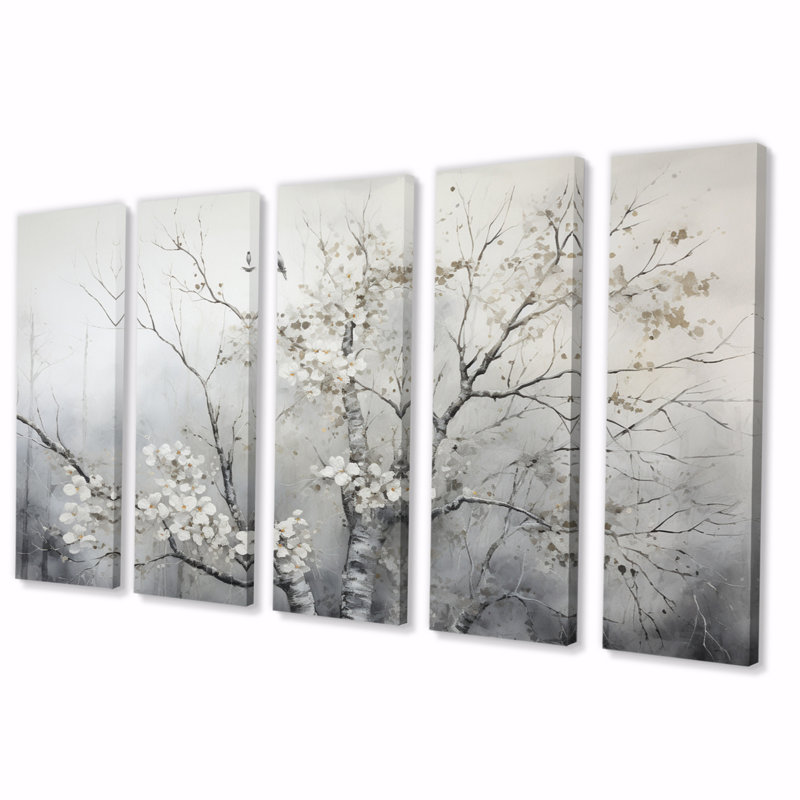 Arbre gris gris rêverie 5 pièces