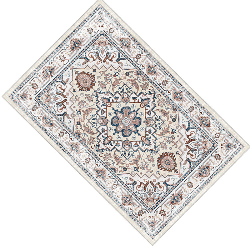 5X7 Medium Area Rug, Orange Yellow Vintage Persian Floral Pattern
