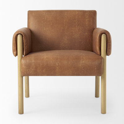 Fauteuil en cuir véritable à grain supérieur l 29,7 po Jewels
