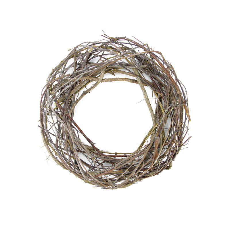 Couronne naturelle de vigne naturelle et brindille artificielle non éclairée, 12" H x 12" L x 3" D