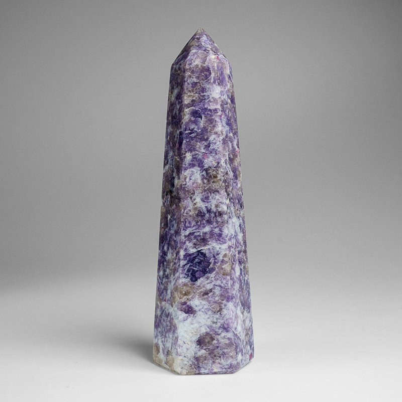 Lepidolite Figurines & Sculptures, 6.75" H x 1.75" W x 1.5" D, Purple/White/Brown