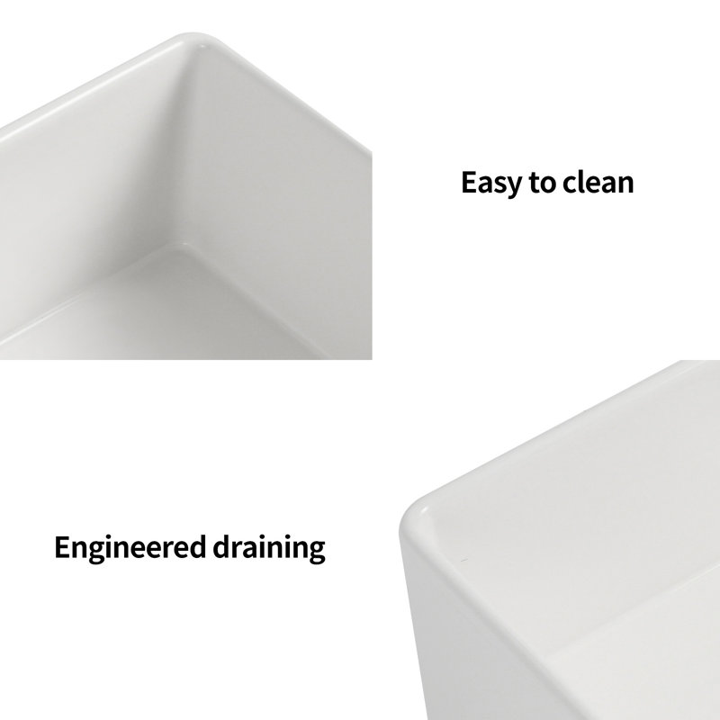 Fireclay 33" L X 18" W Double Basin Farmhouse Kitchen Sink With Grid And Strainer