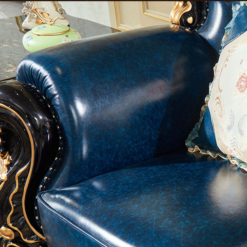 Causeuse à accoudoirs roulés en cuir véritable 72 po