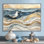Mouette moderne en marbre sur la plage - Art mural de mouette pour le salon