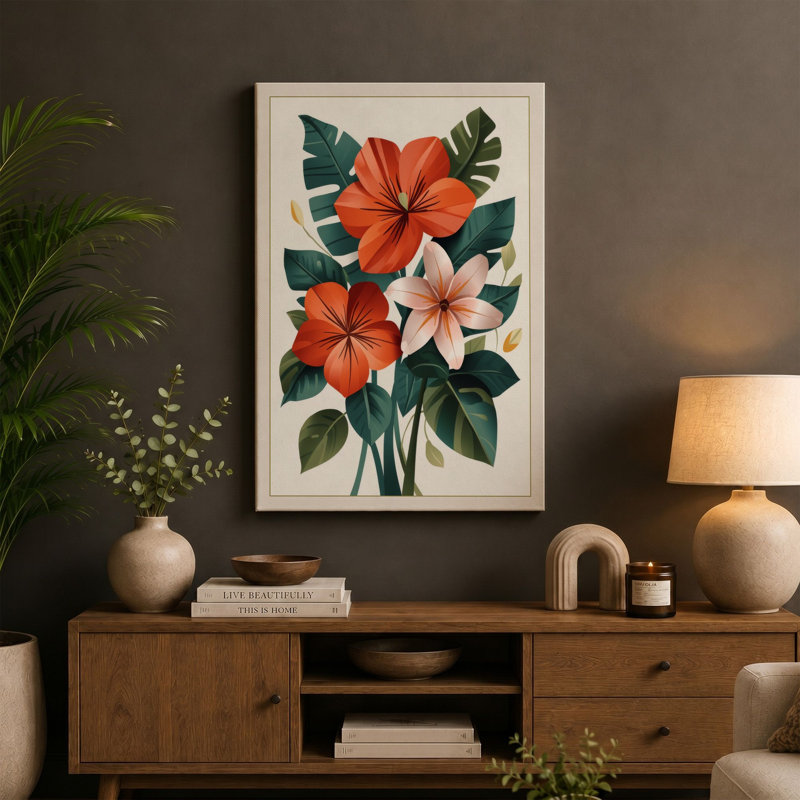 Arrangement Botanical - Wrapped Canvas, 18x12 - 45.7 x 30.5 cm, Black Border