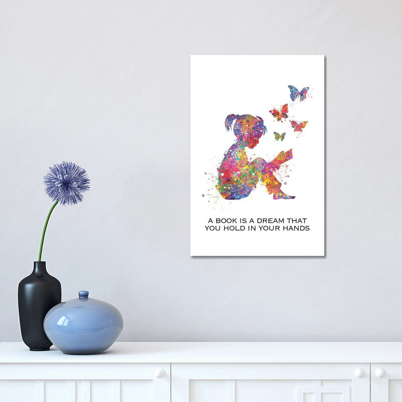 Girl Read Book Quote by Genefy Art - Print on Canvas, Wrapped Canvas, 45.72cm H x 30.48cm W x 1.91cm D