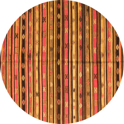 Tapis orange / brun / rouge en laine tissée à la machine Balint Southwestern